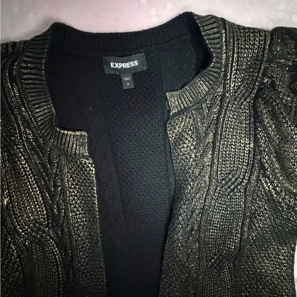 Express Shimmering Gold Knit Cardigan - Picture 3 of 8